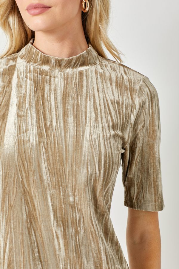 Layla's Velvet Mock Neck Top-Sand