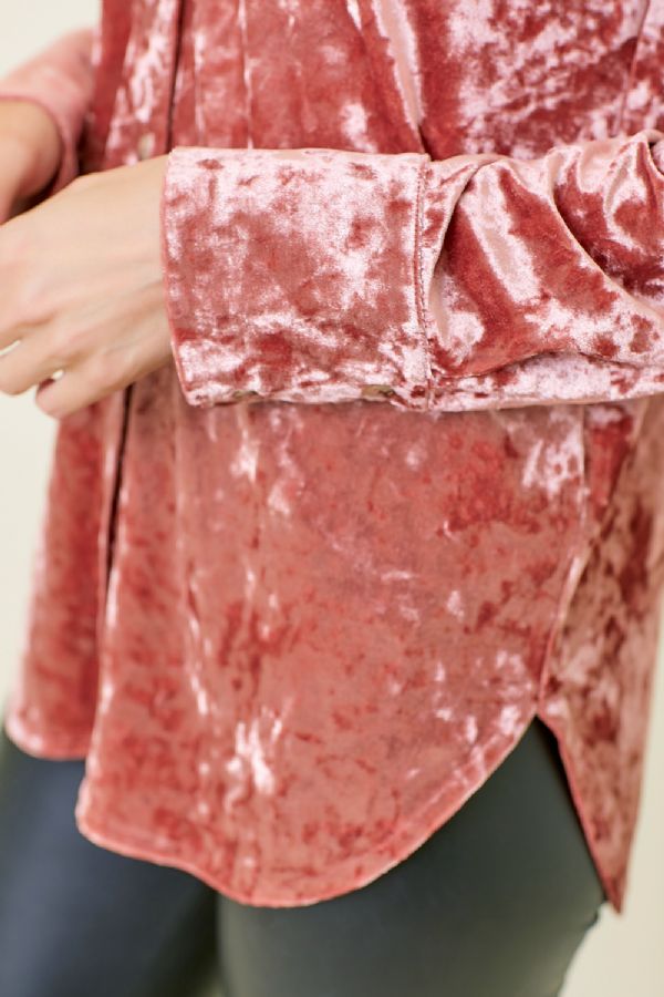 Chana's Rose Velvet Button Down