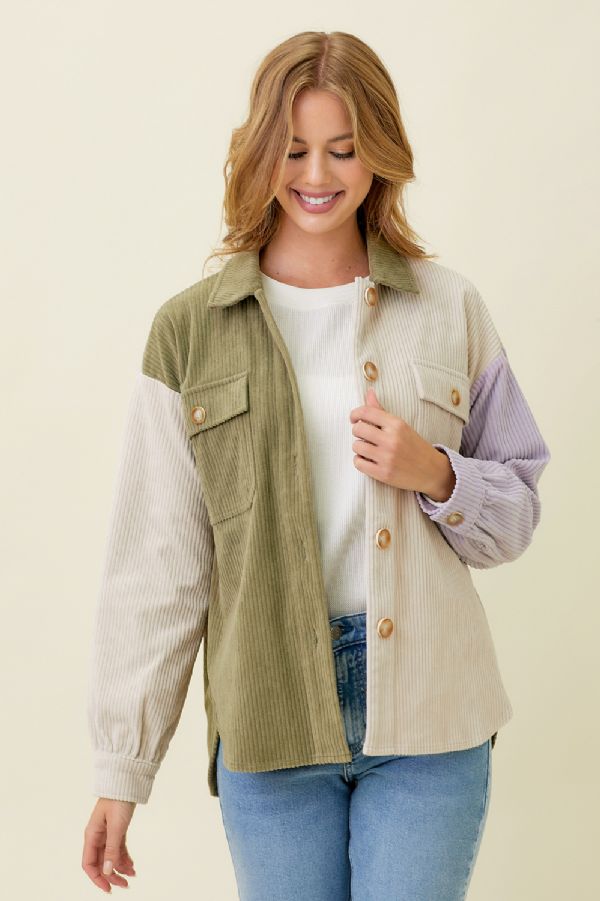 Alexandria's Block Corduroy Jacket - Purple