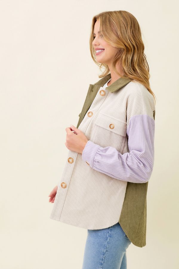 Alexandria's Block Corduroy Jacket - Purple