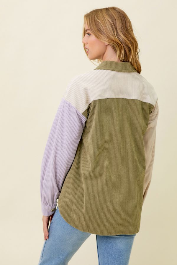 Alexandria's Block Corduroy Jacket - Purple