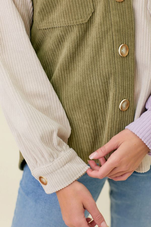 Alexandria's Block Corduroy Jacket - Purple