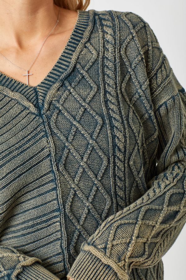 Leah's Washed Teal Sweater