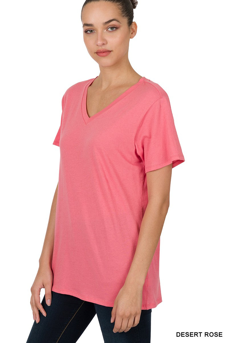 Boyfriend V-Neck Tee - Rose