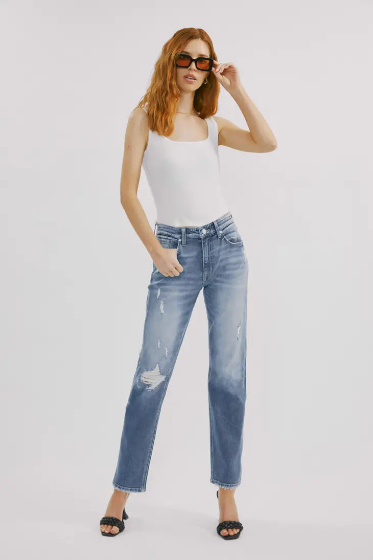 High Rise Straight-Leg Denim