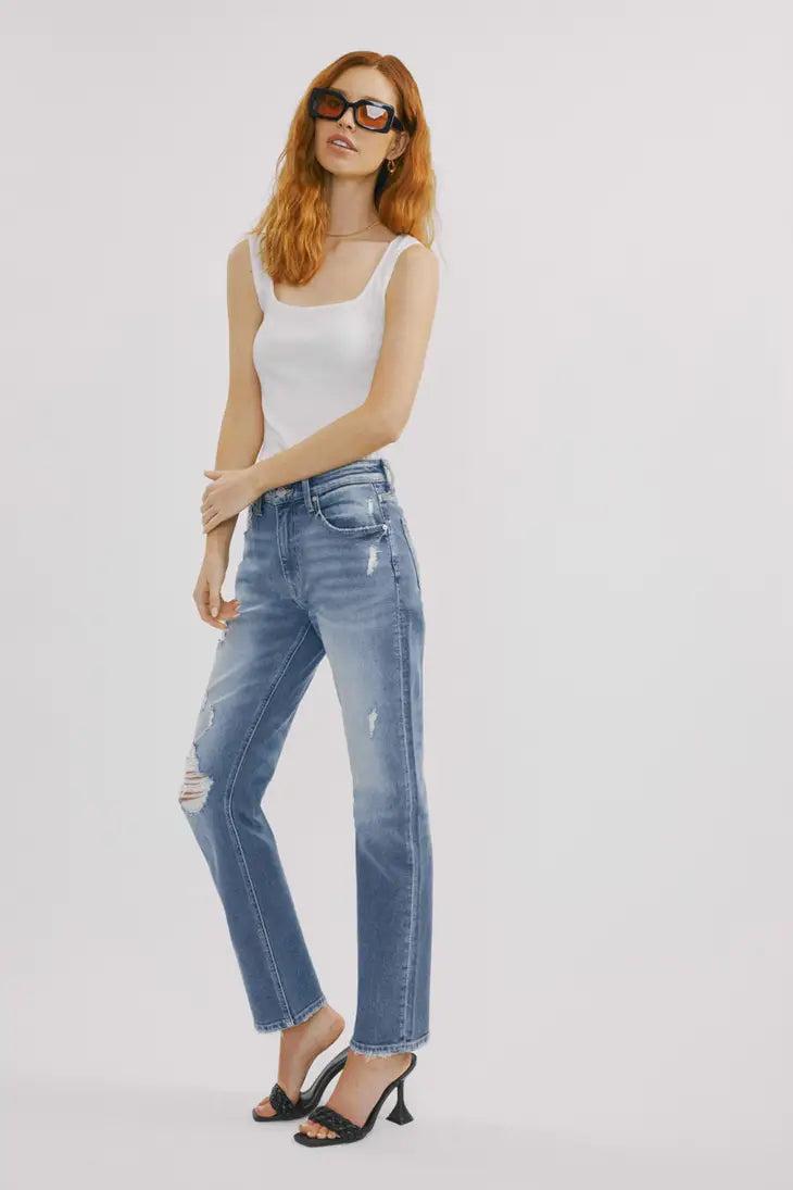 High Rise Straight-Leg Denim