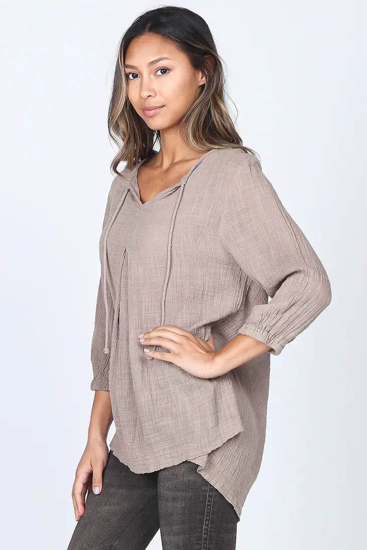 Hazelnut tunic with 3/4 Sleeves