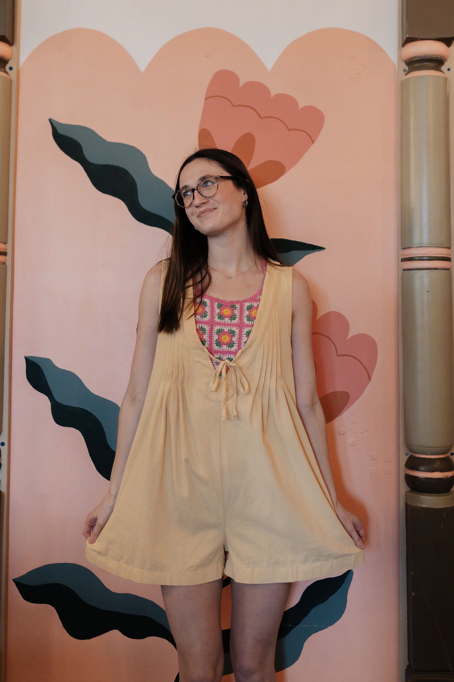 Yellow Pleated Romper