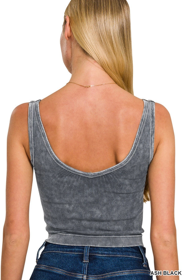 Reversible Ribbed Tank - Ash Grey