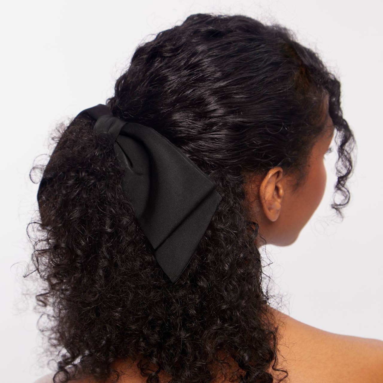 Fabric Bow Hair Clip - Black