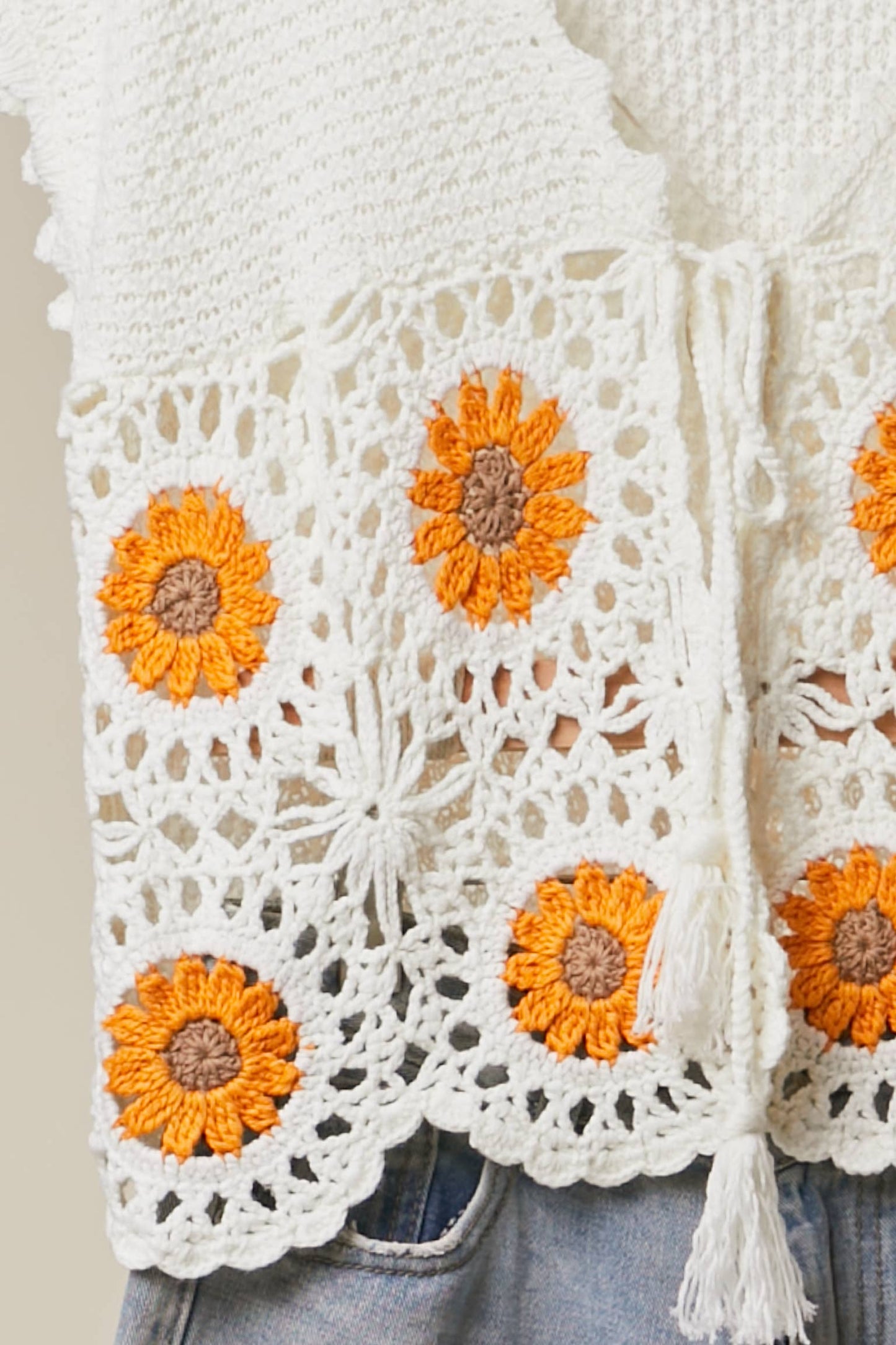 Lace Crochet Sunflower Cardigan