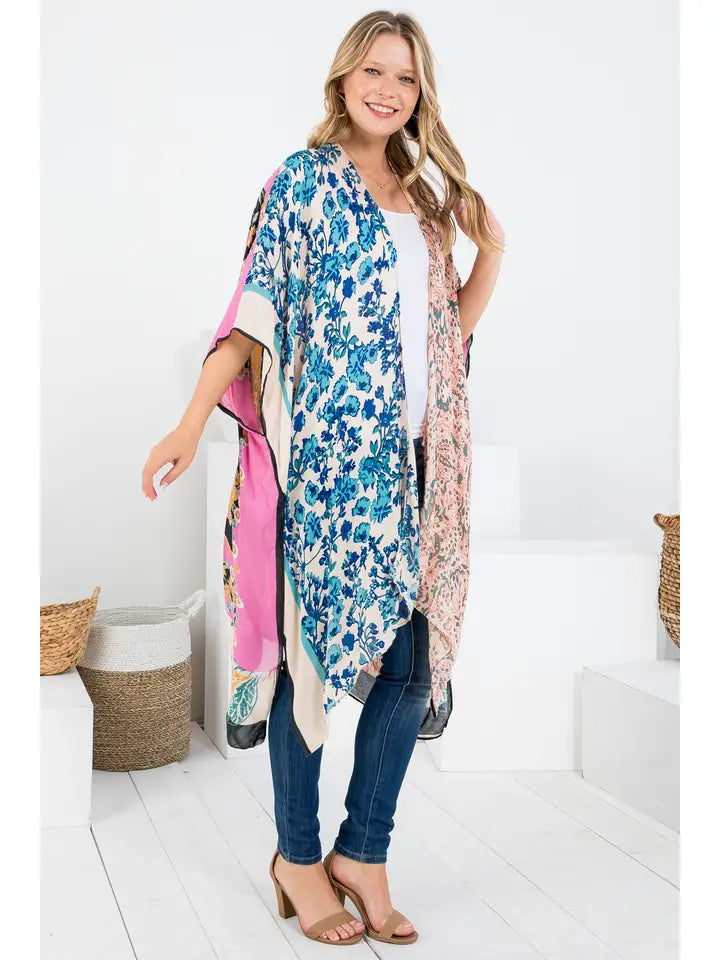 Bohemian Floral Patch Print Kimono