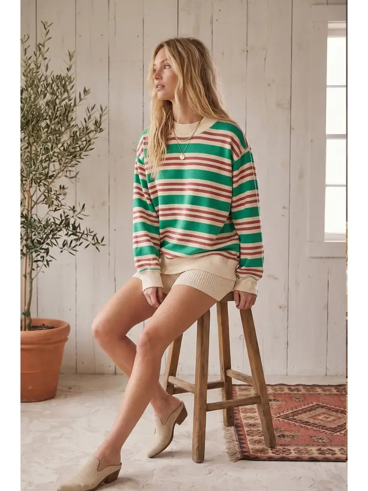 Carmel Apple Stripe Crewneck