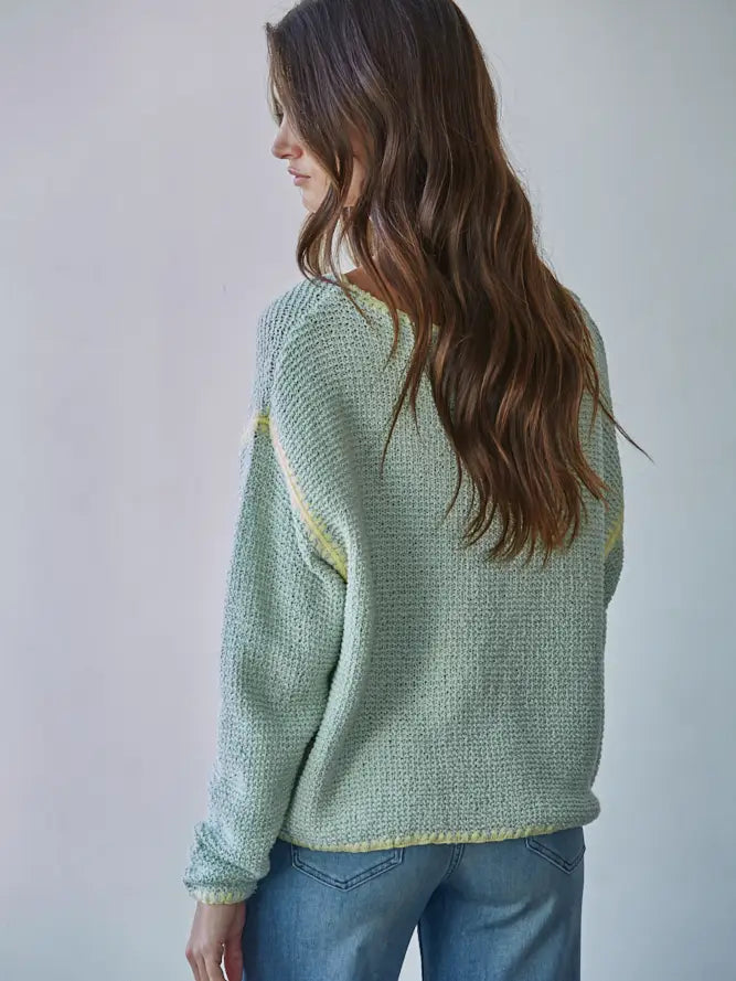 Dusty Mint Loose Knit Sweater