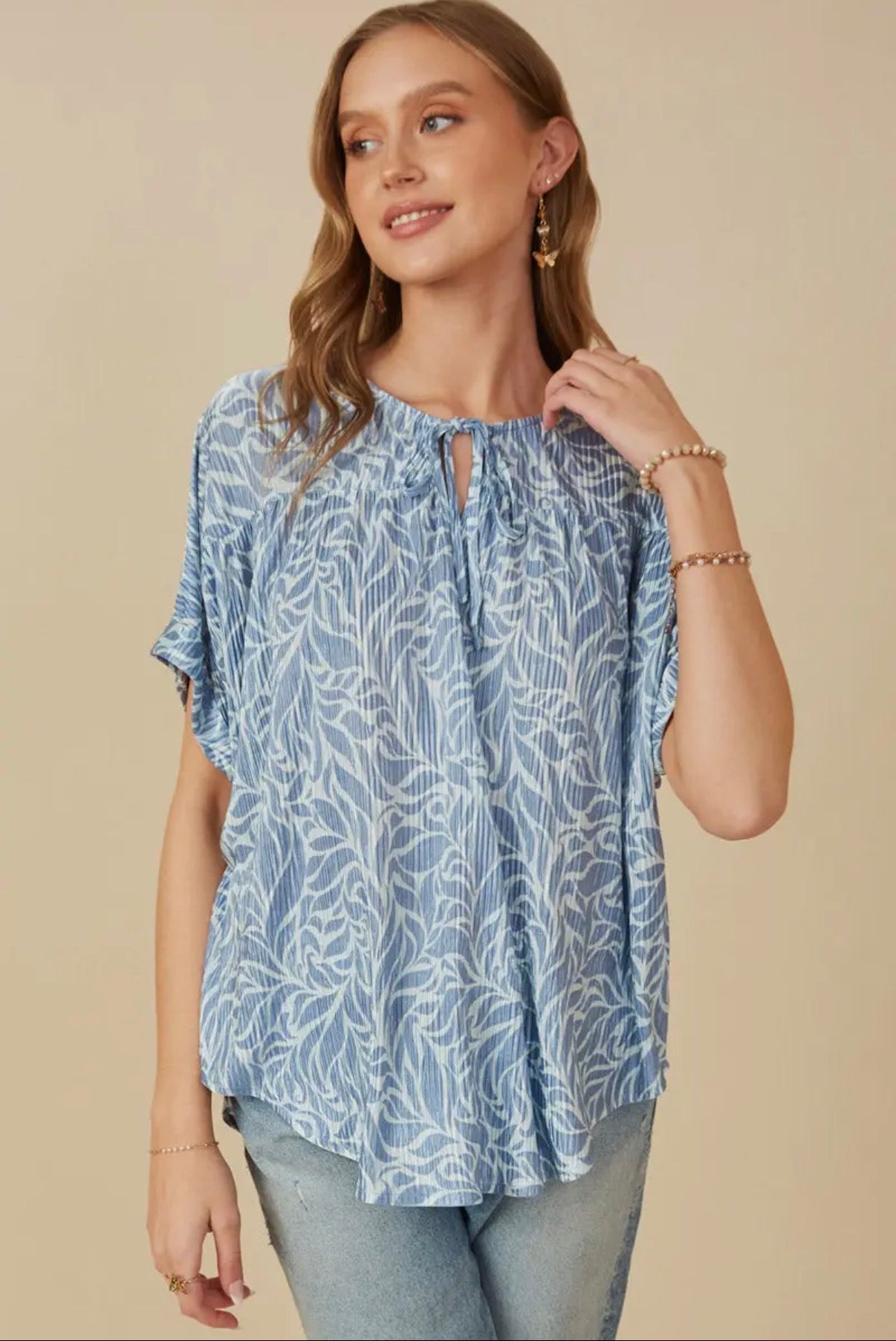 Paula’s Blue Patterned Blouse