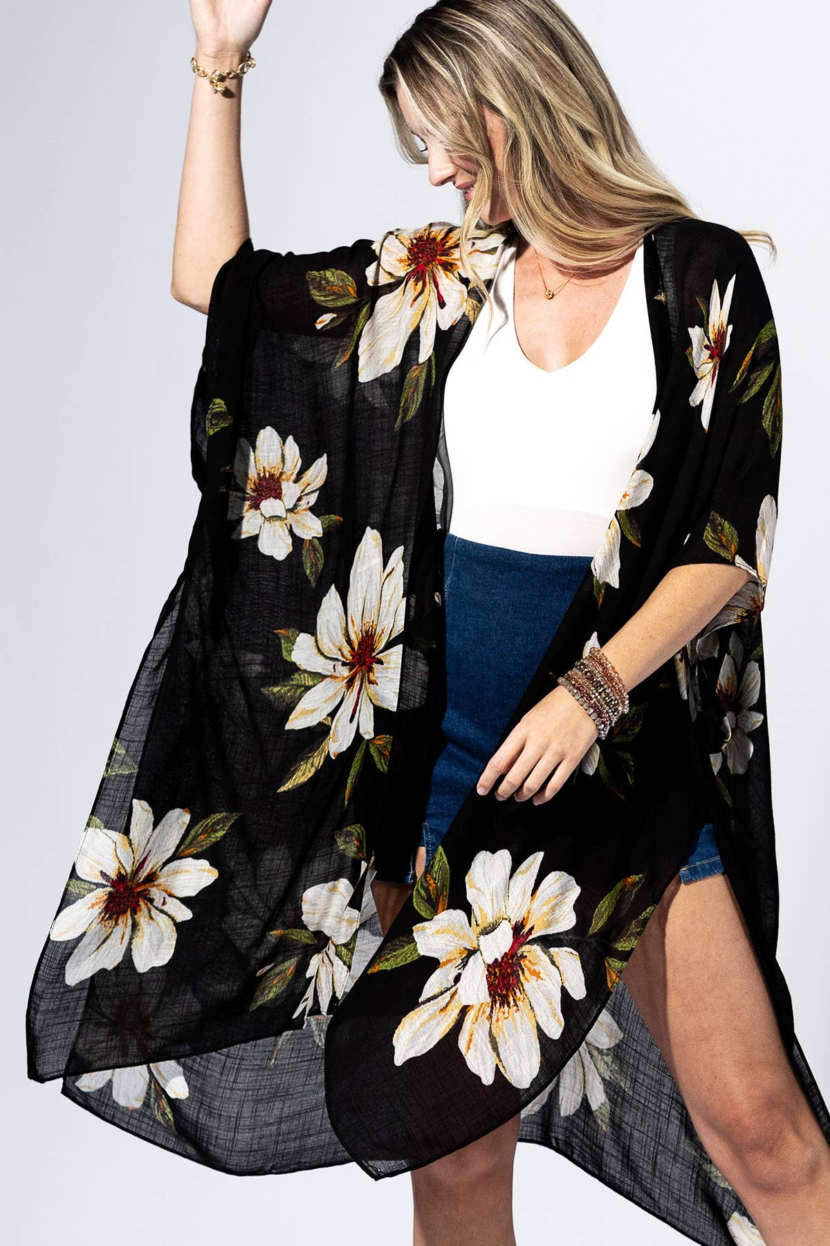 Black Flower Kimono