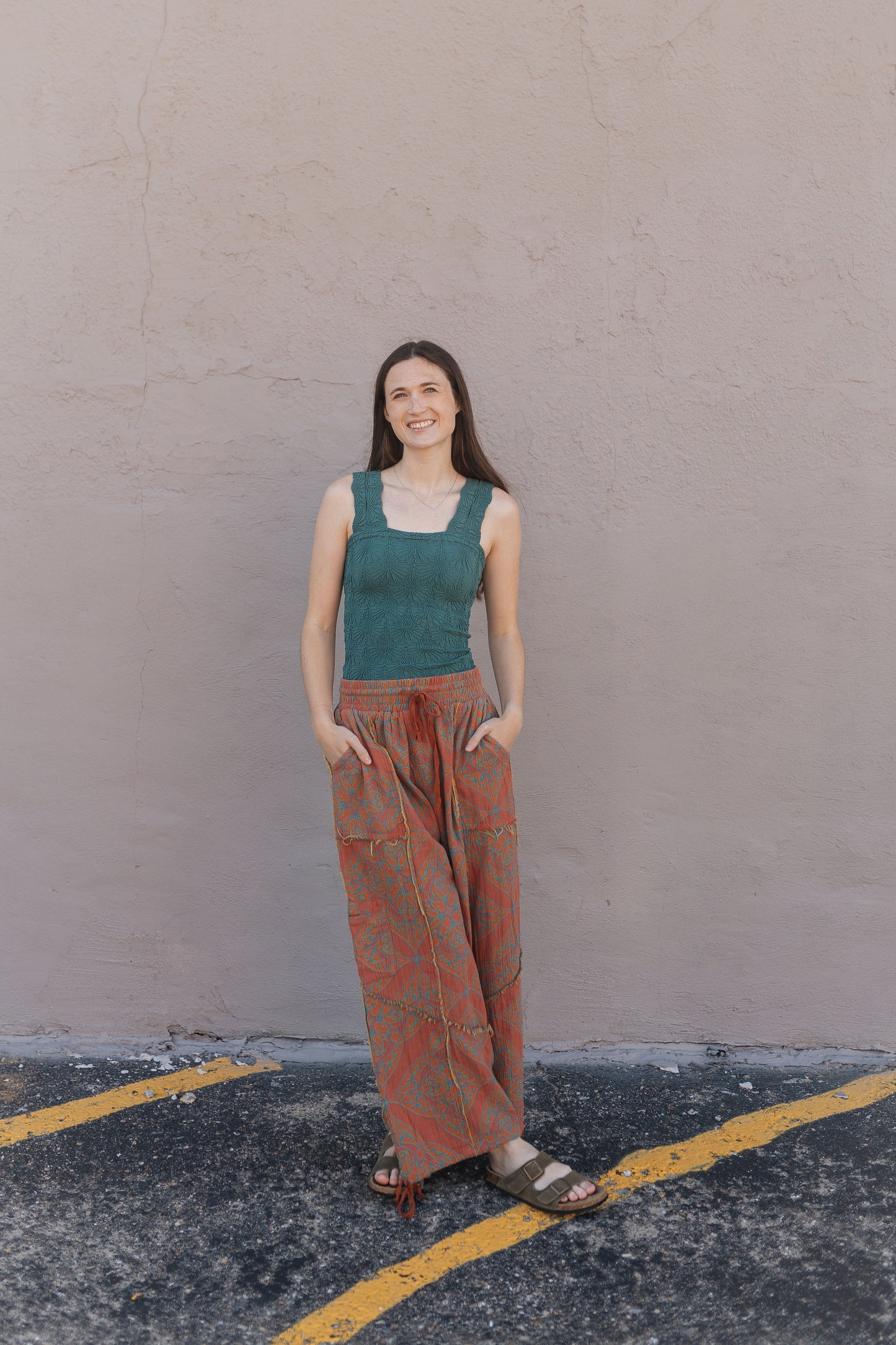 Burnt Orange Patterned Pants