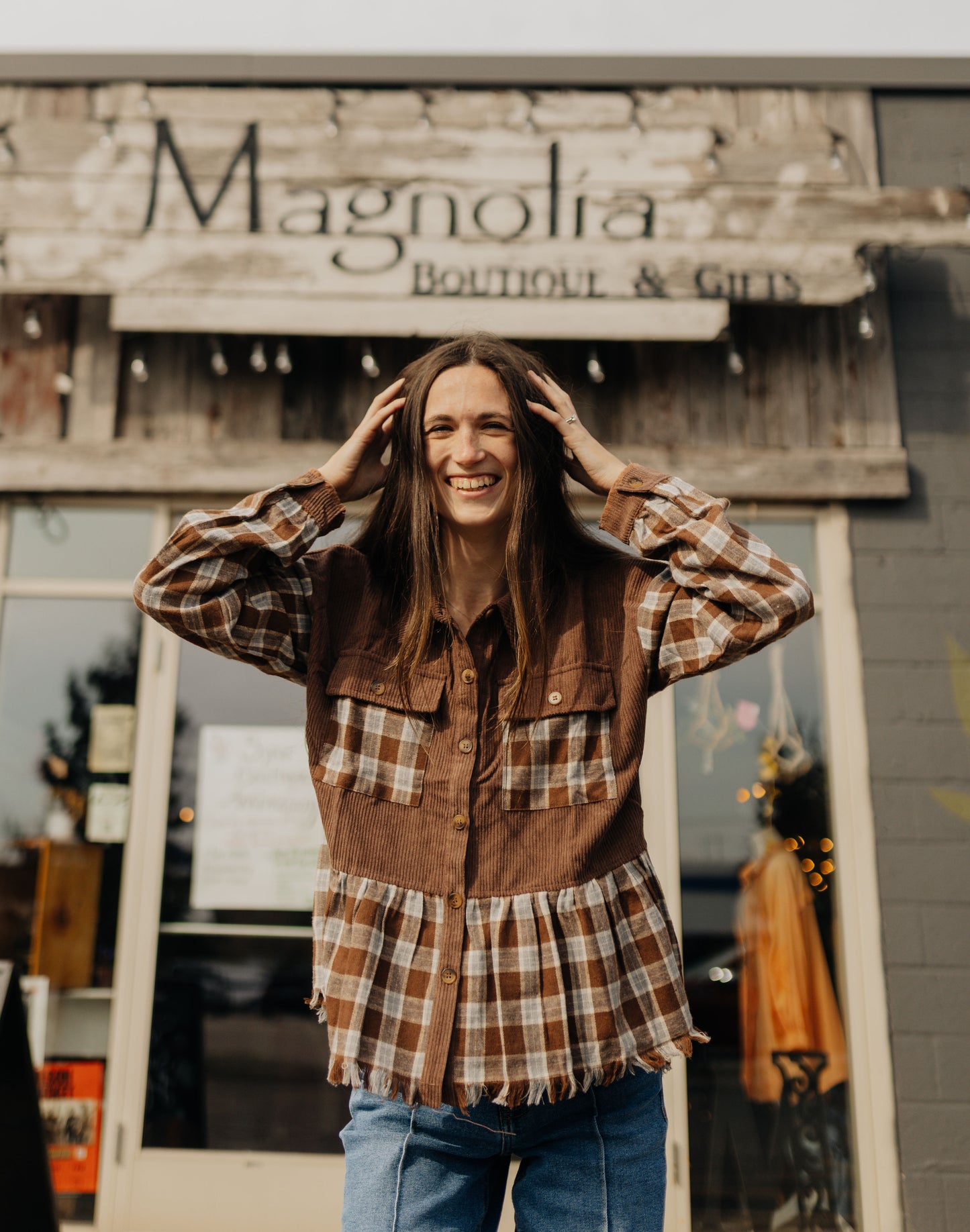 Fringe Bottom Plaid Button Down