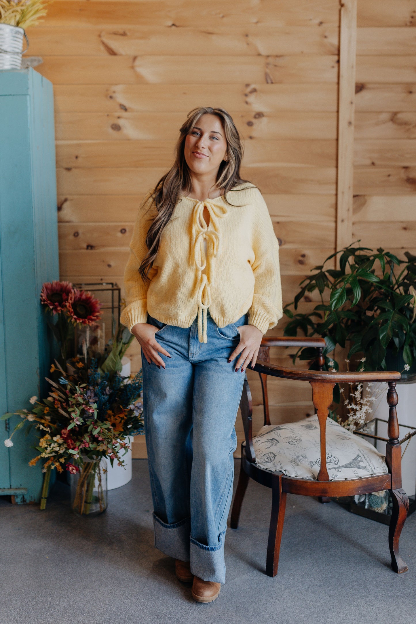 Lindsay's Tie Cardigan - Yellow