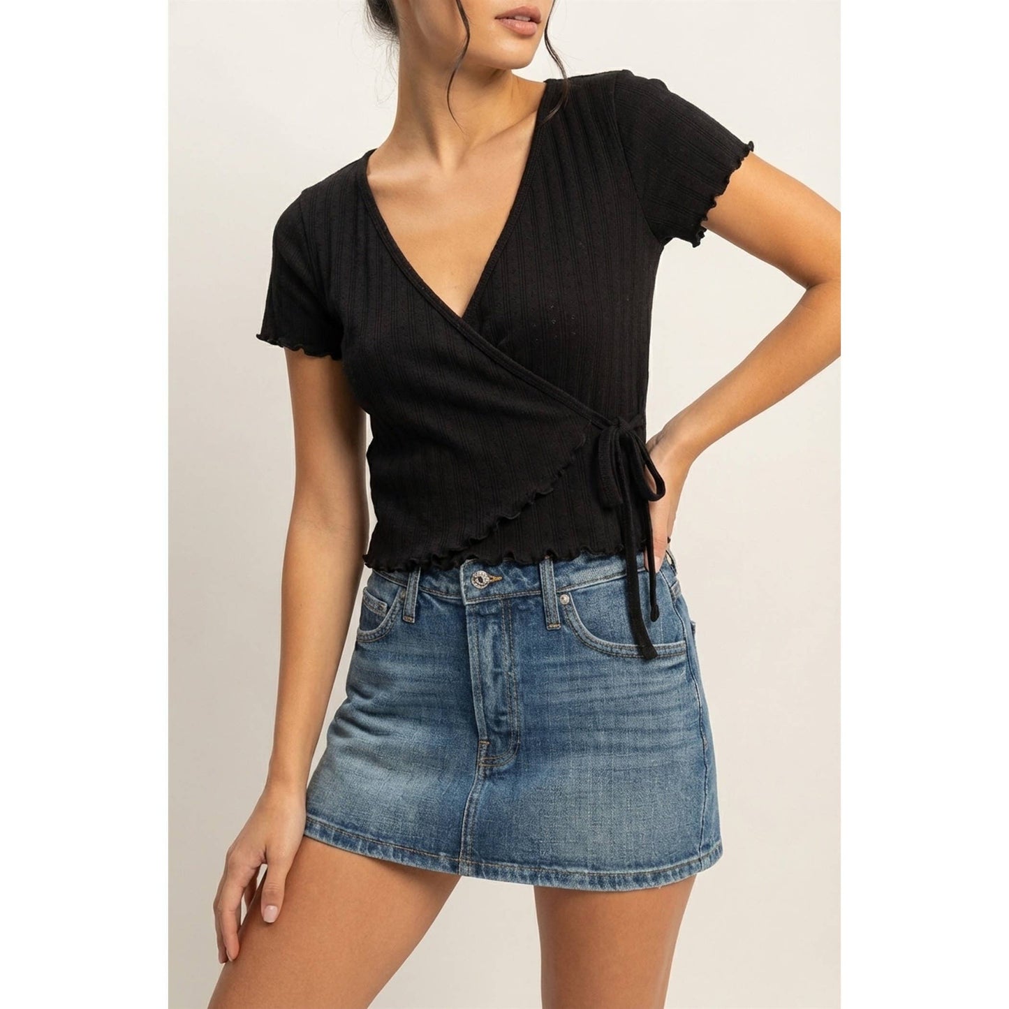 Tie Front Wrap Crop Top
