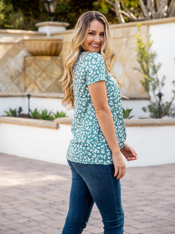 Mint Blue Twist Front Top