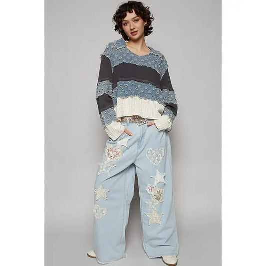 Light Denim Twill Woven Top