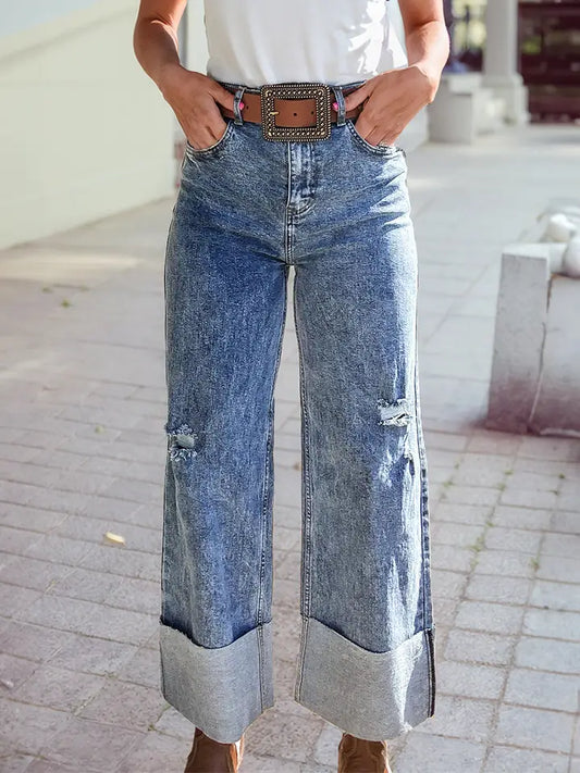 Mineral Wash Cuff Denim Jeans