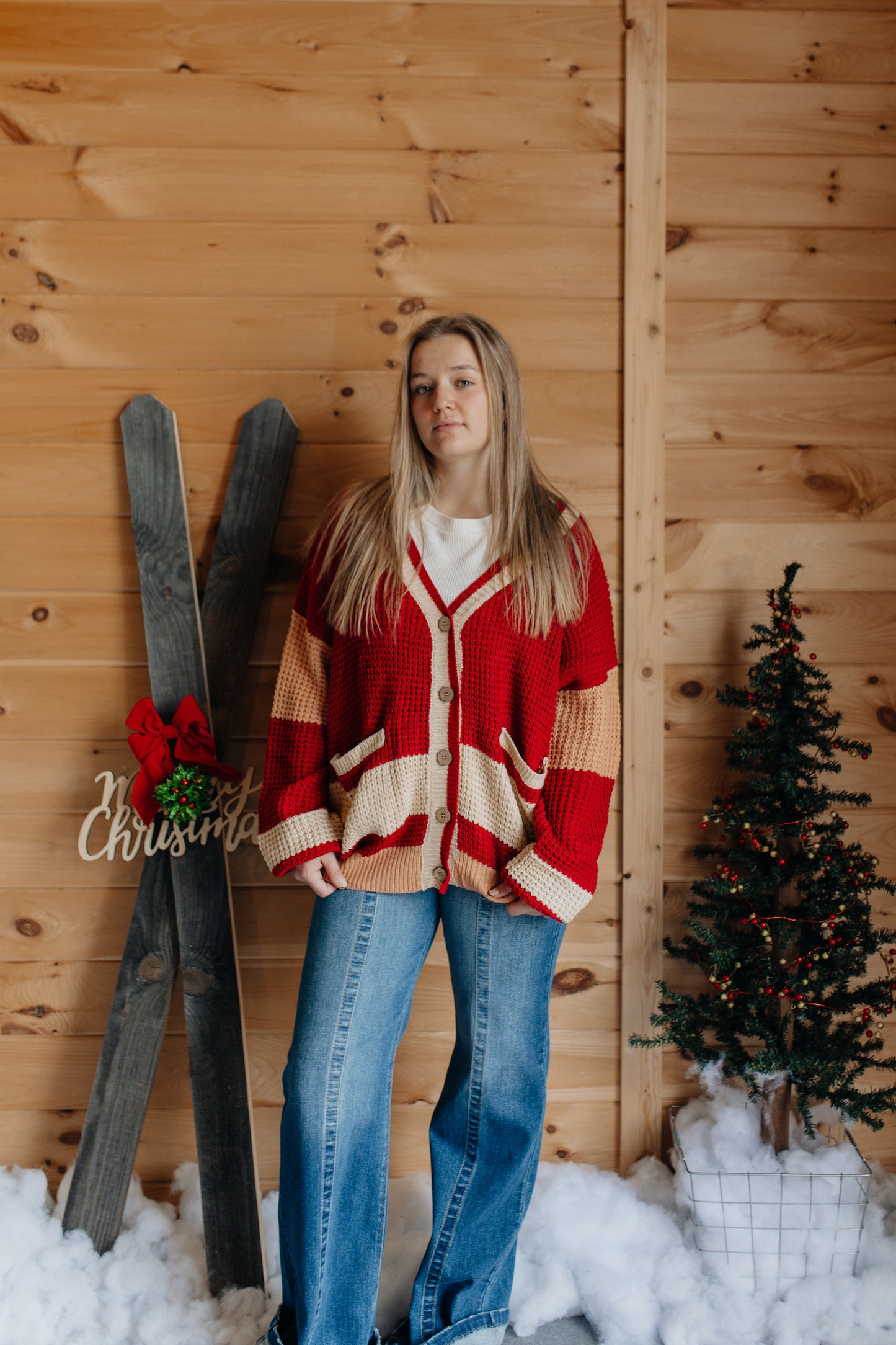 Snuggle Up Slouch Cardigan - Red