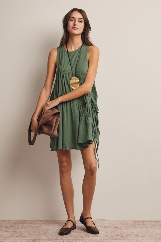 Eucalyptus Green Tie Mini Dress