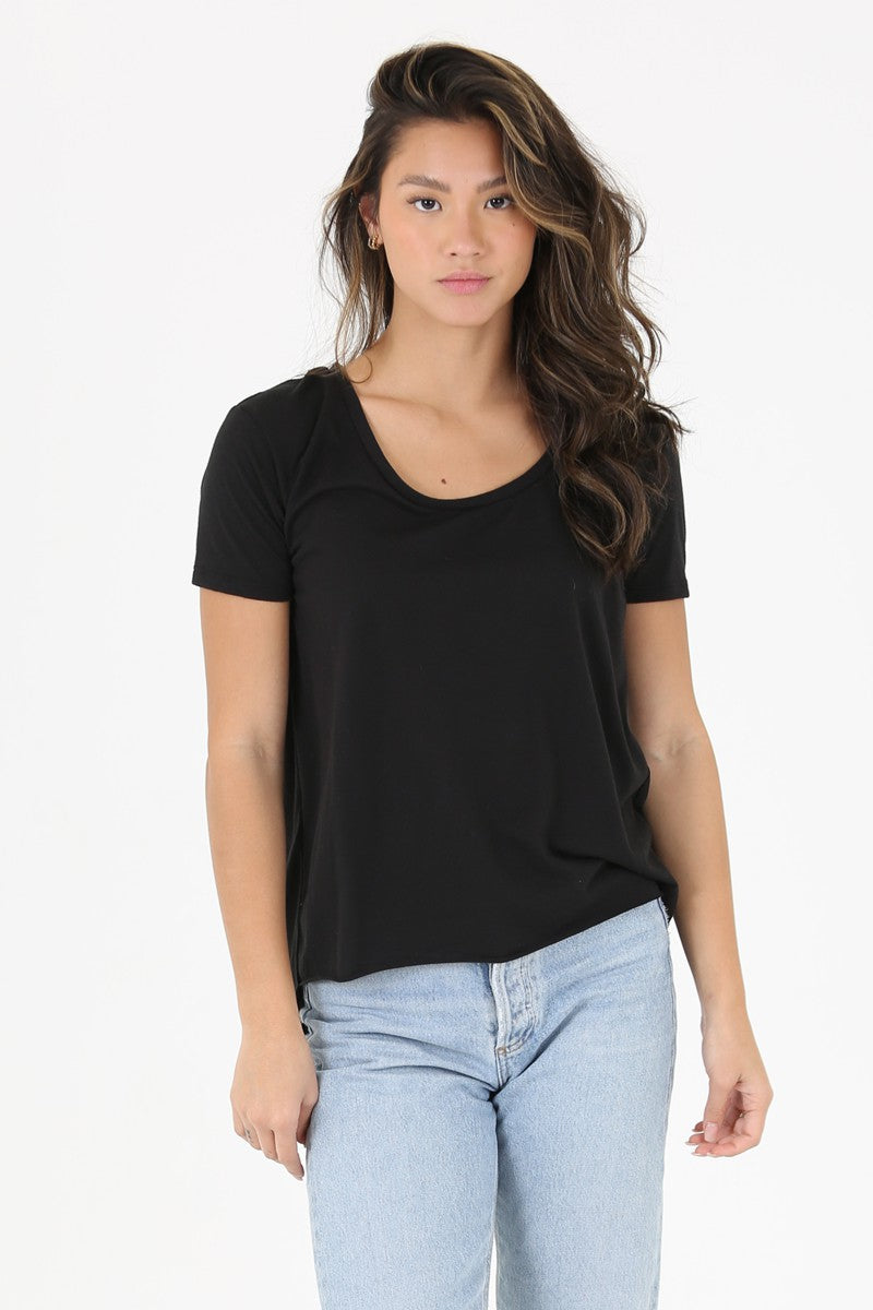 Black Scoop-Neck T-Shirt
