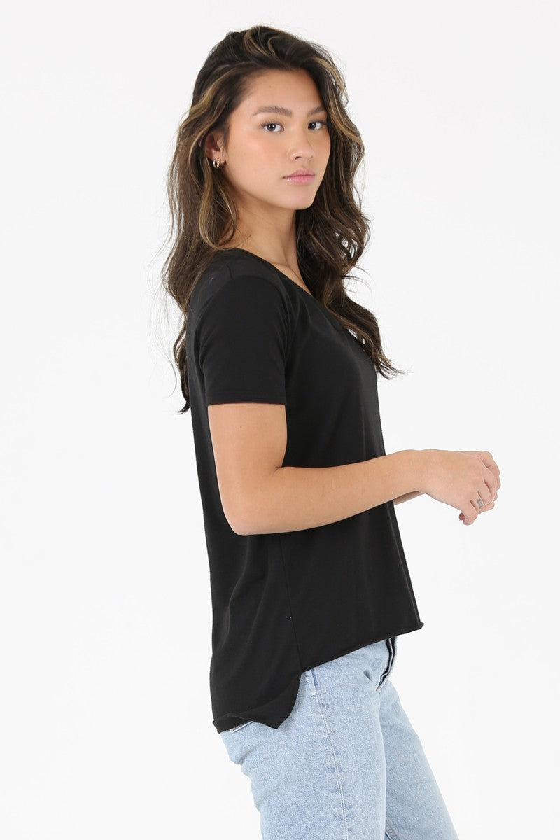 Black Scoop-Neck T-Shirt