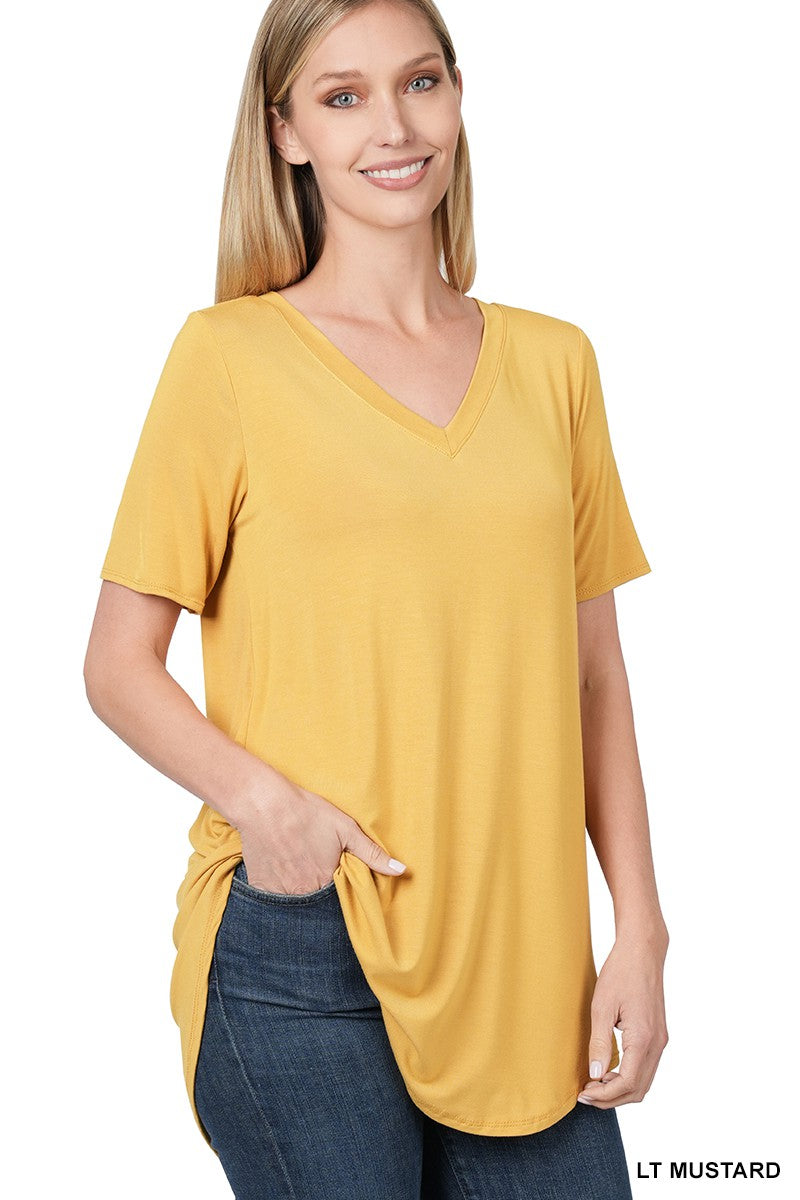 Mustard yellow hot sale v neck shirt