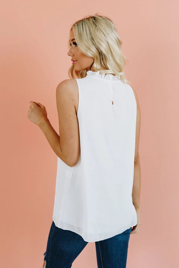 Ruffle White Tank