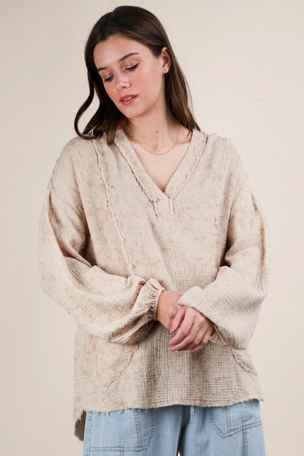 Natural Washed Cotton Gauze Top