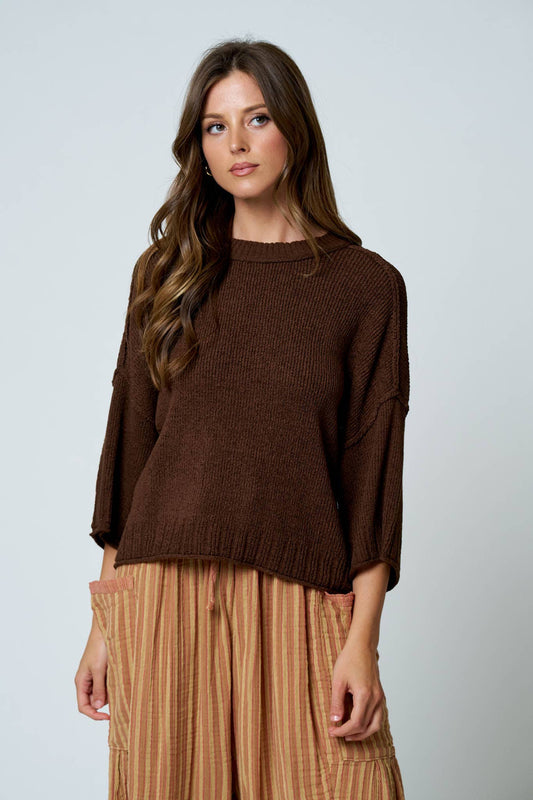 Raw Edge Everyday Knit - Chocolate Brown