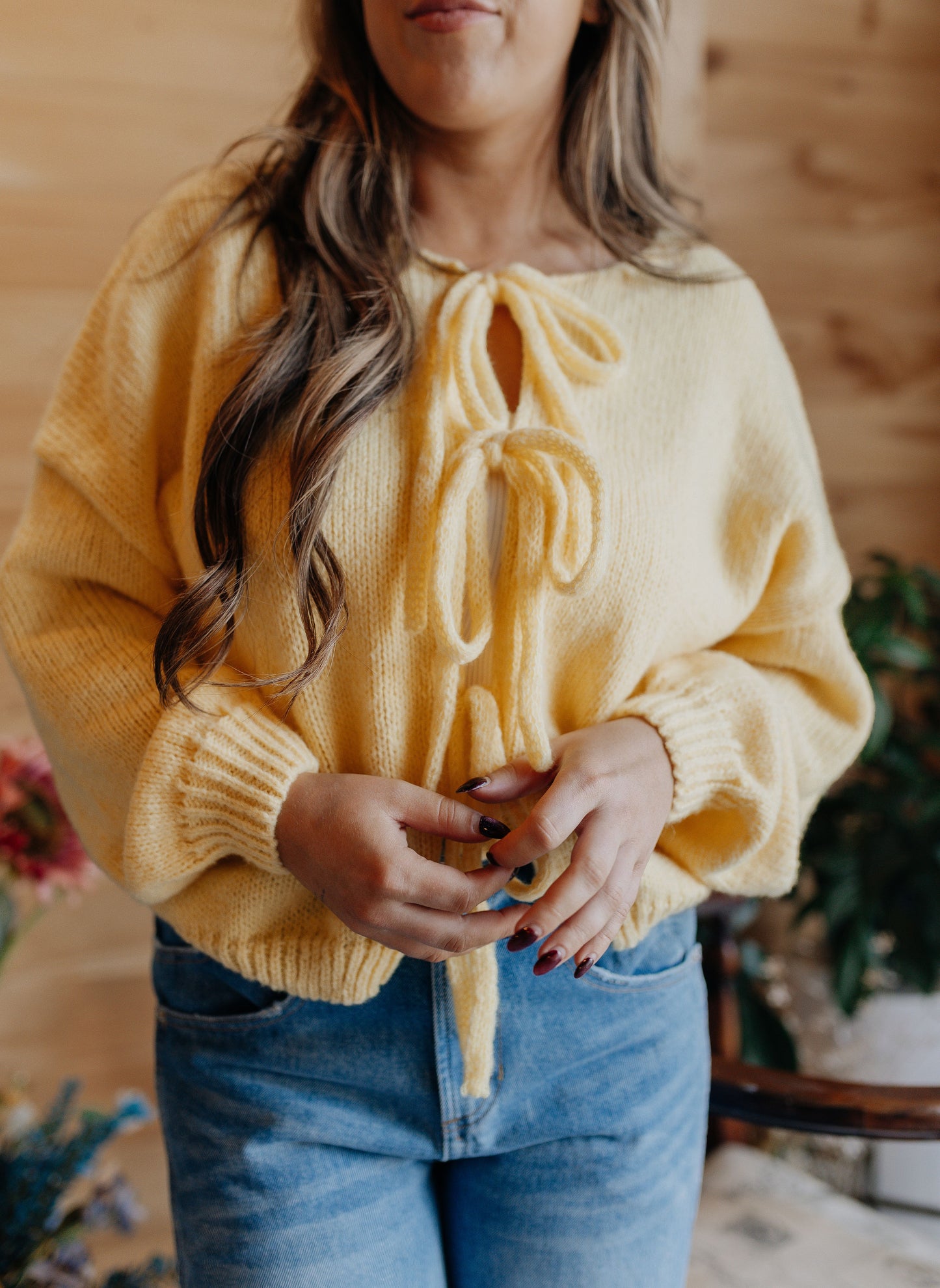 Lindsay's Tie Cardigan - Yellow