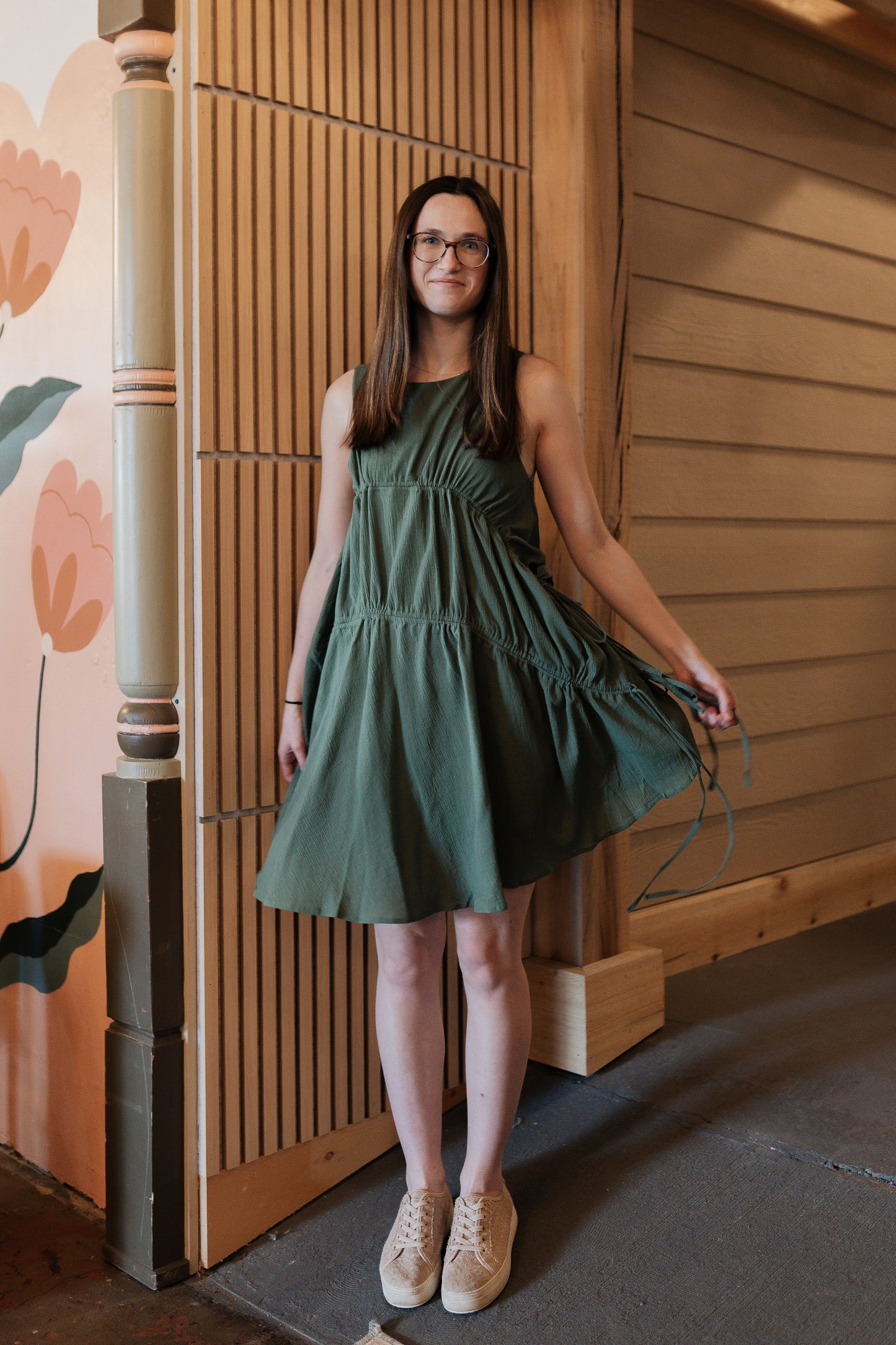 Eucalyptus Green Tie Mini Dress