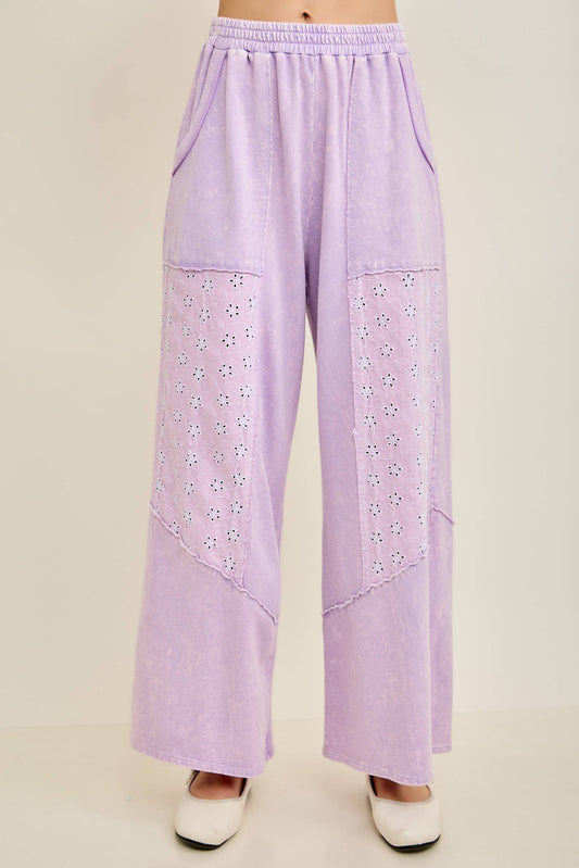 Eyelet Lace Pants - Light Lavender
