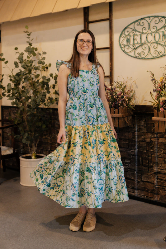 Lemon Bloom Midi Dress
