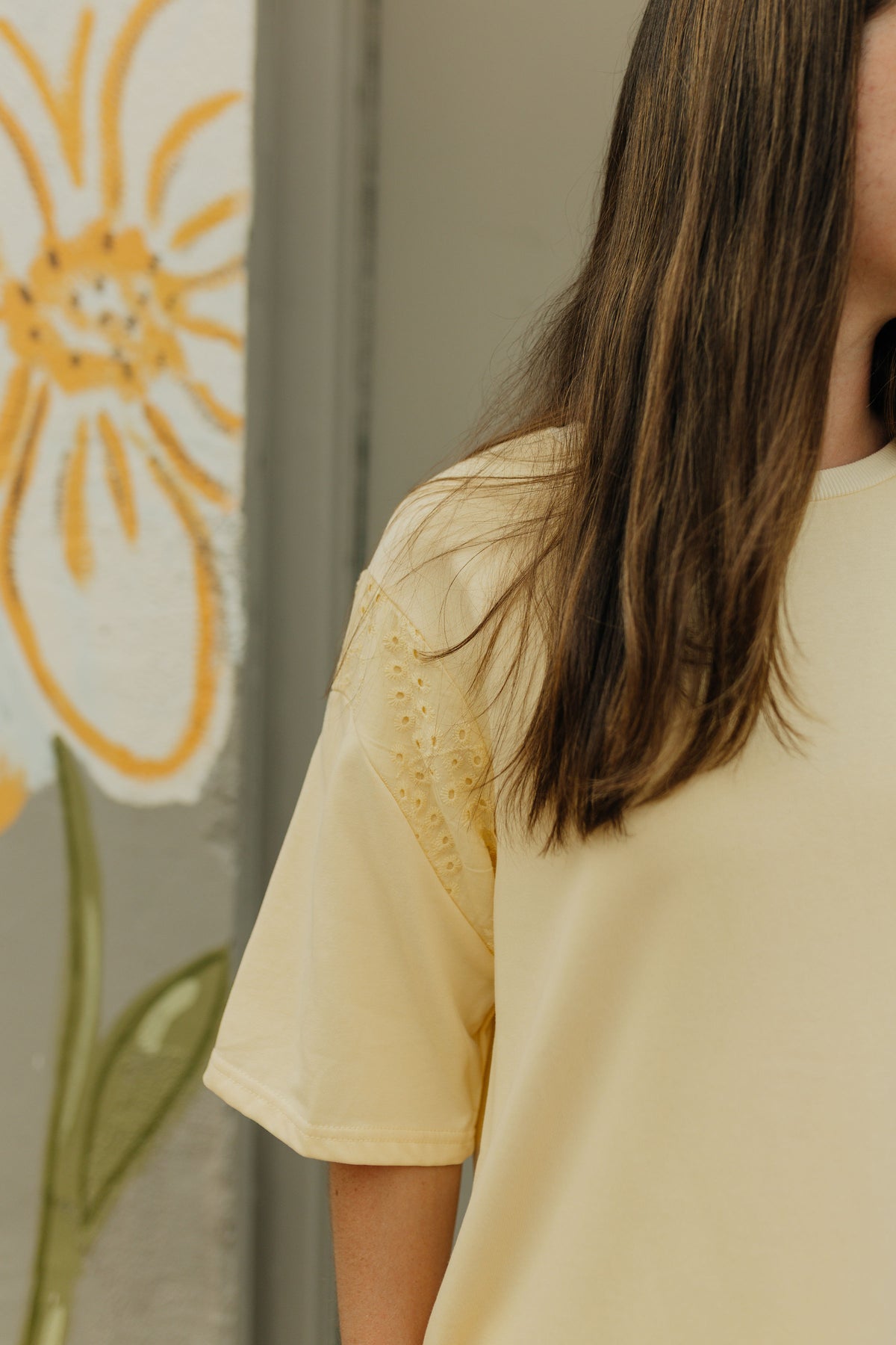 Eyelet Embroidered Loose T Shirt Dress