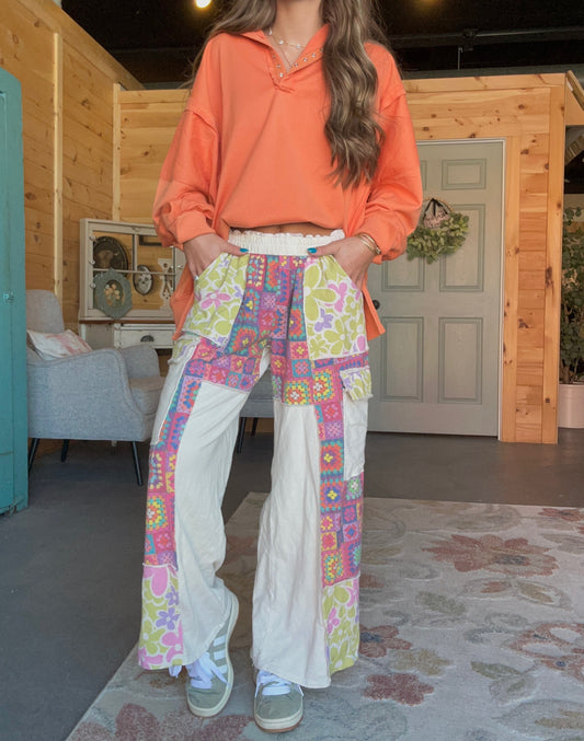 Natural Boho Patterned Pants