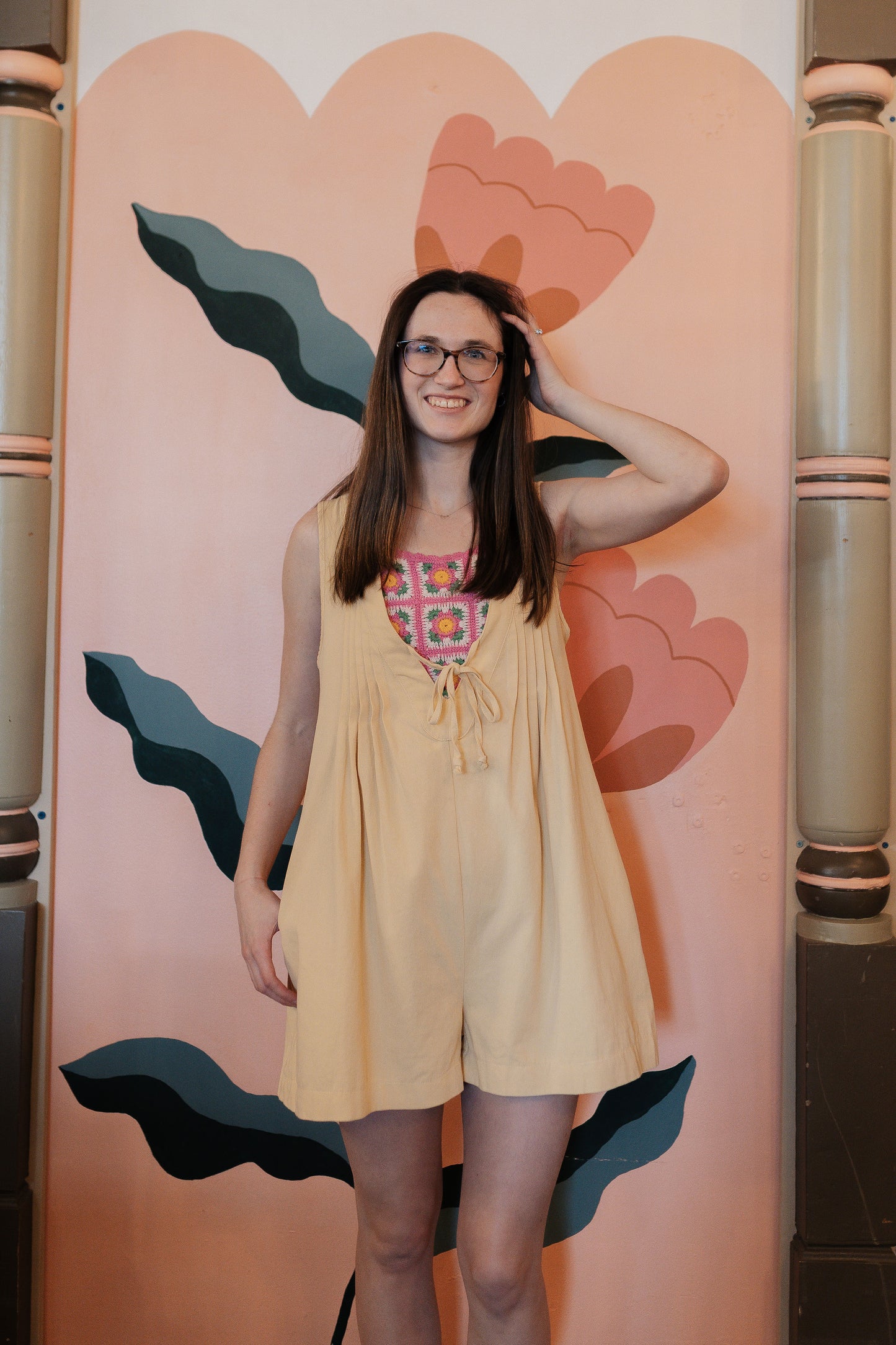 Yellow Pleated Romper