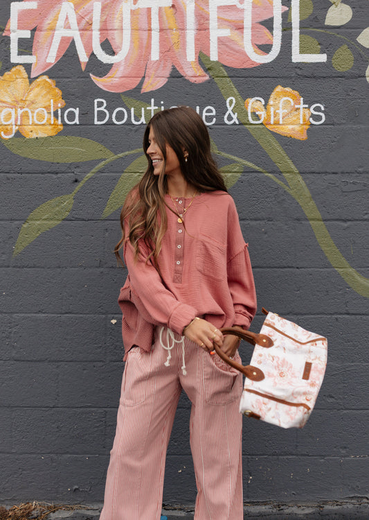 Rosie’s Half Button Longsleeve - Mauve