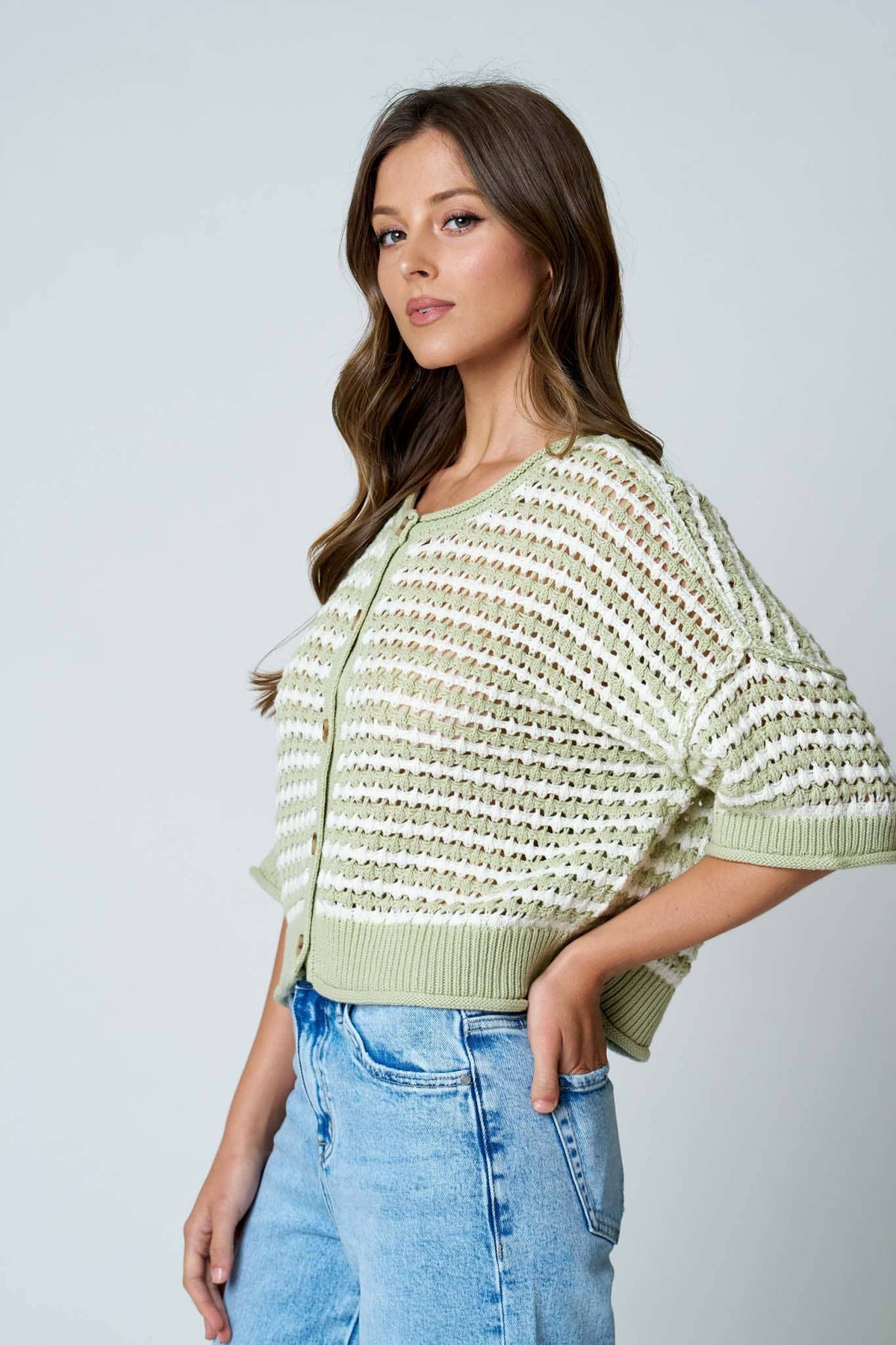 Light Olive Stripe Cardigan