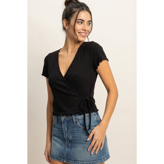 Tie Front Wrap Crop Top
