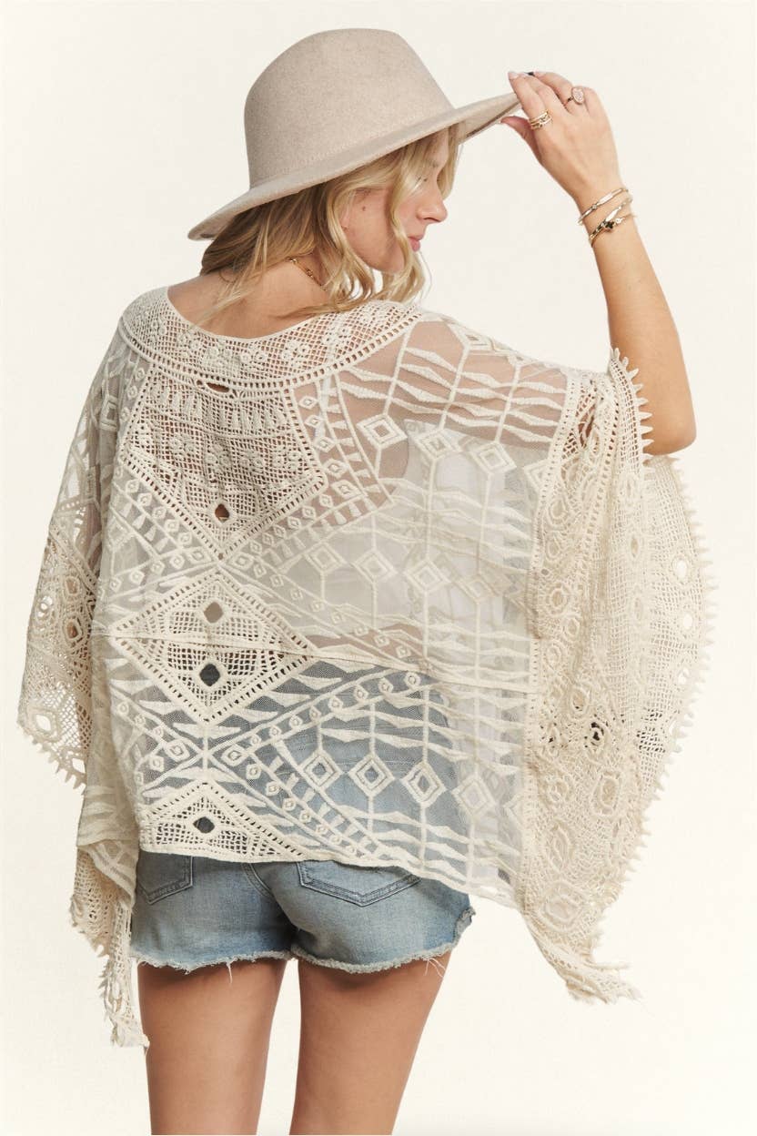 Sweet Stitch Lace Poncho Top