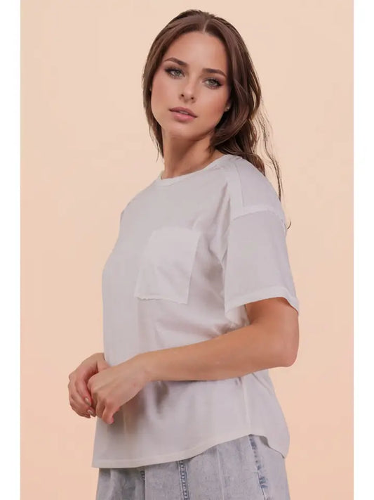 Classic Cute Pocket Tee - White