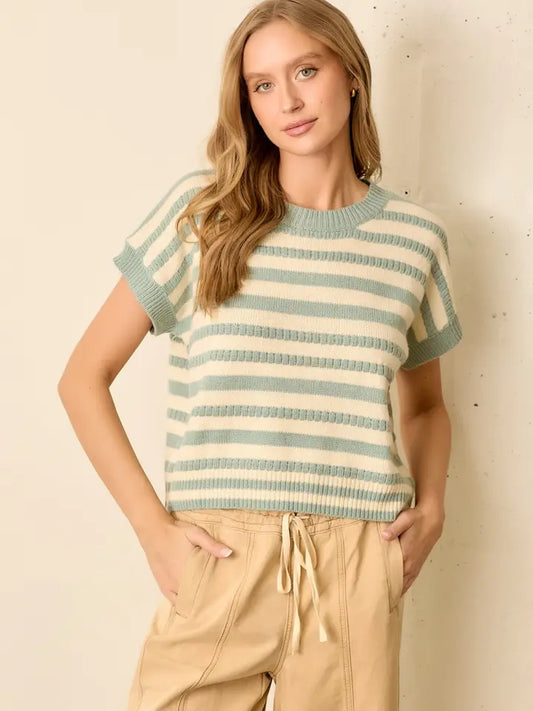 Cream and Light Blue Sweater