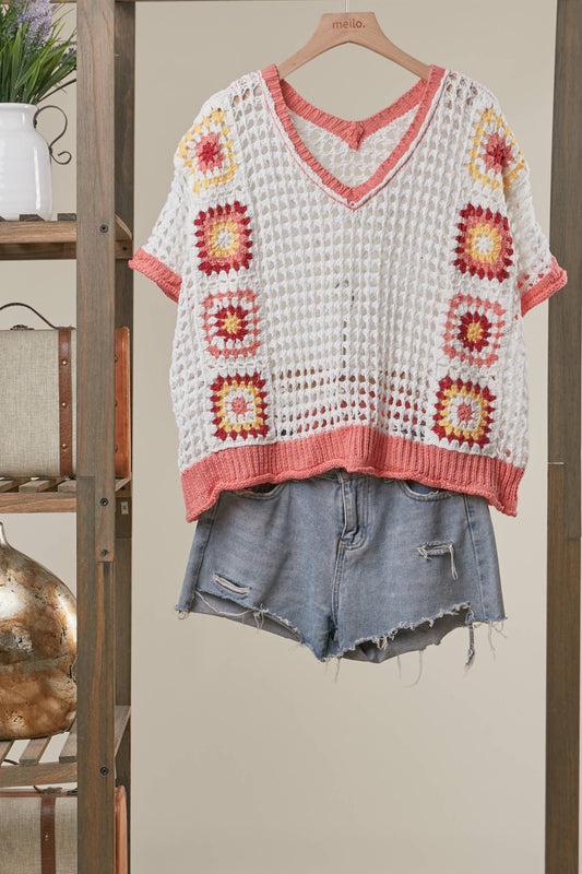 Sunset Crochet Patchwork Top