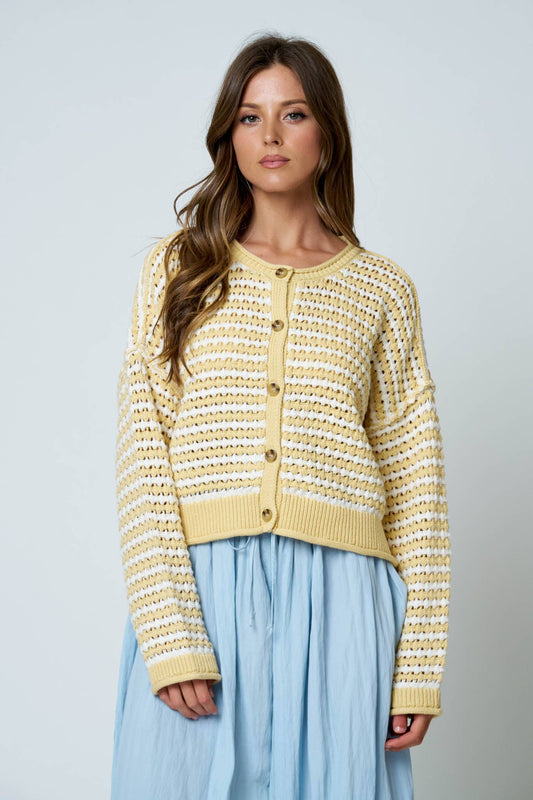 Butter Yellow Stripe Cardigan